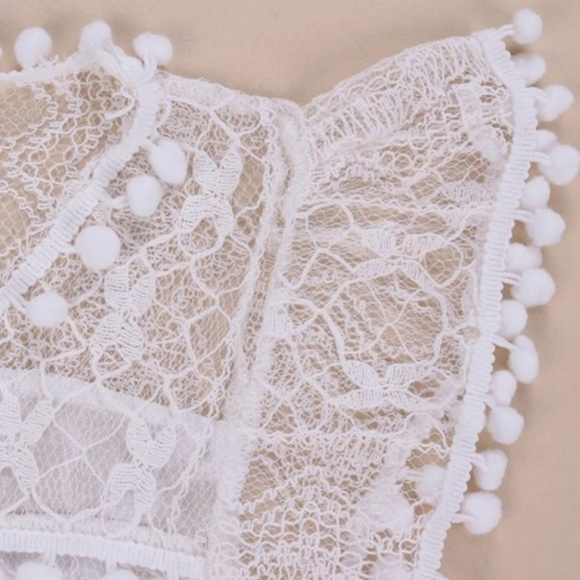 Boho Sleeveless White Lace Mini Beach Dress NWT - Picture 2 of 8